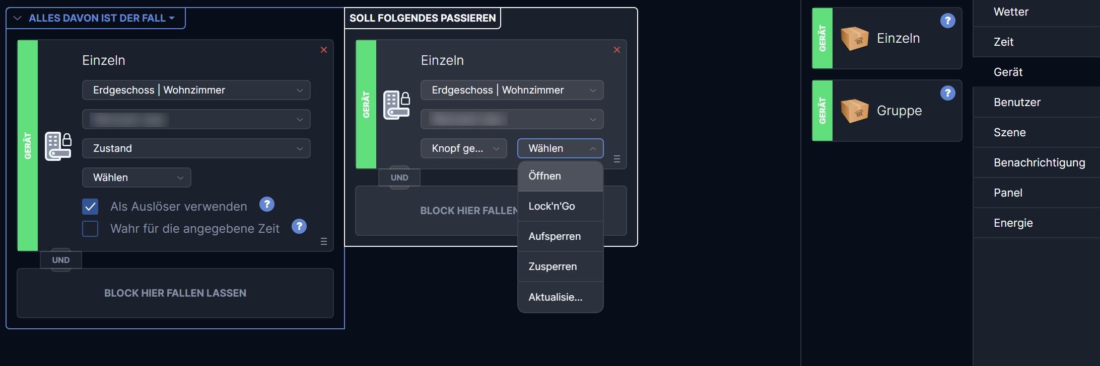 21a Block Auswahl Aktionen