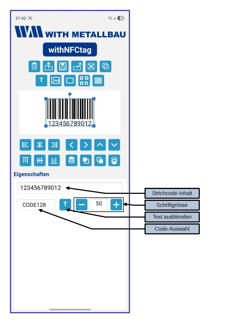 withNFCtag Strichcode